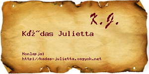 Kádas Julietta névjegykártya